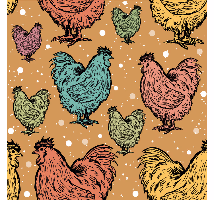 Suporturi pahare geeks cu modele colorate de pui - TenStickers