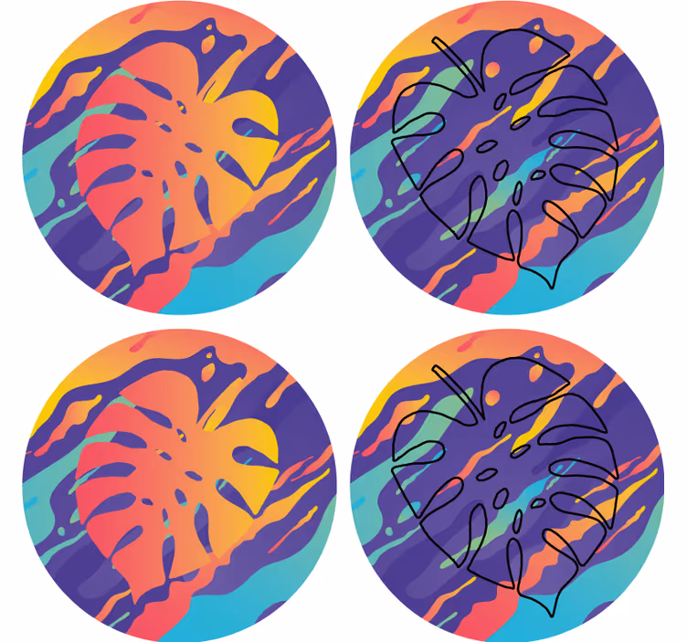 Suporturi pahare cu modele colorate de frunze - TenStickers