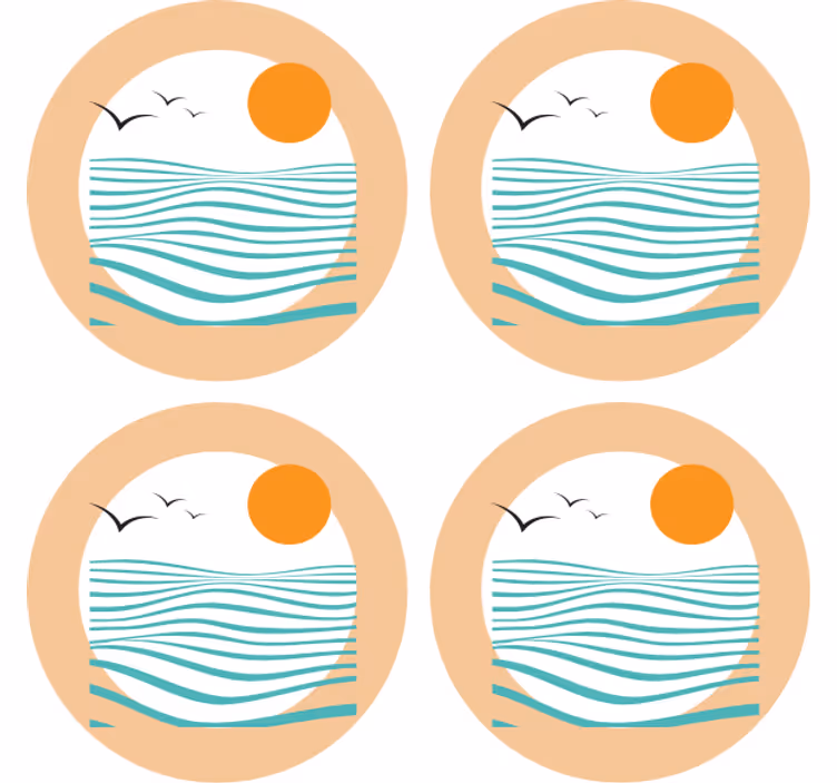 Suporturi pahare moderne model valuri apus - TenStickers