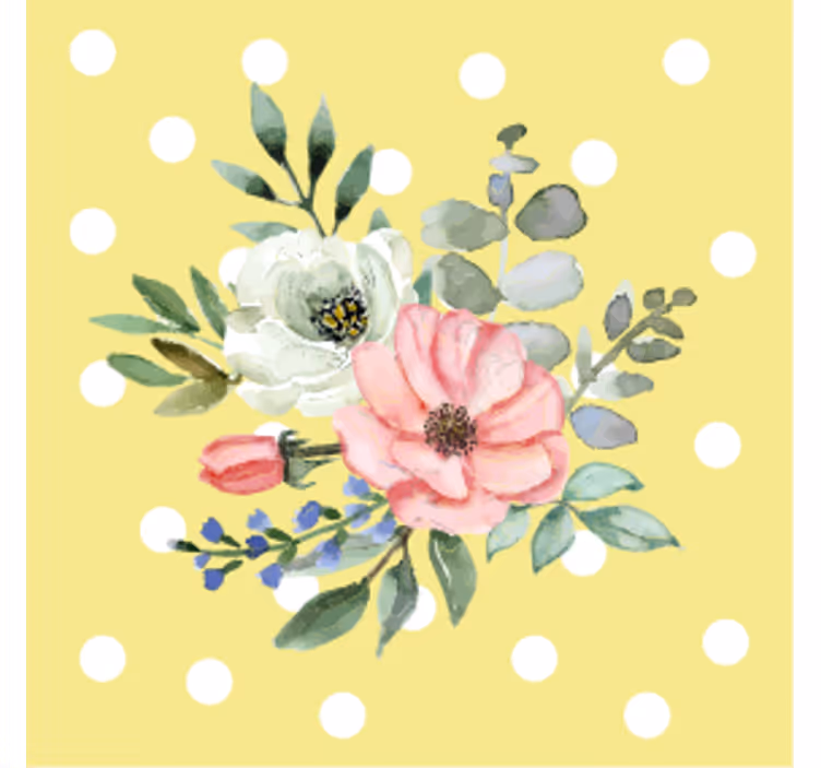 Suporturi pahare moderne aranjament floral cu buline - TenStickers