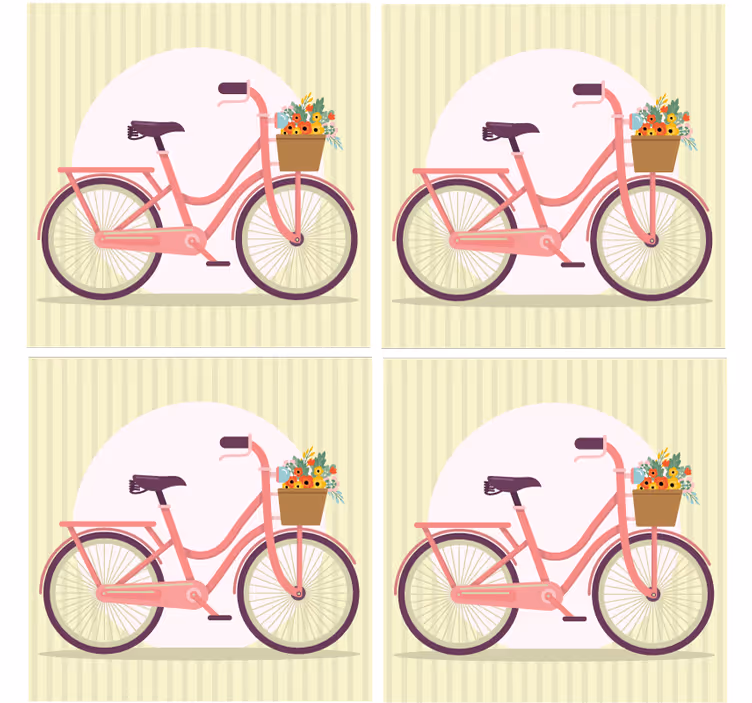 Suporturi pahare moderne bicicletă roz cu flori - TenStickers