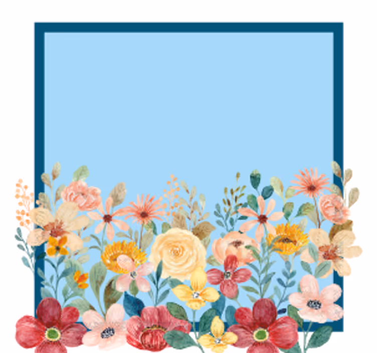 Suporturi pahare cu nume design cu bordură florală - TenStickers