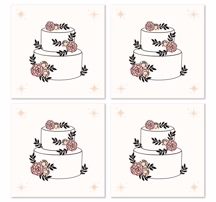 Coaster nunta tort inflorit - TenStickers