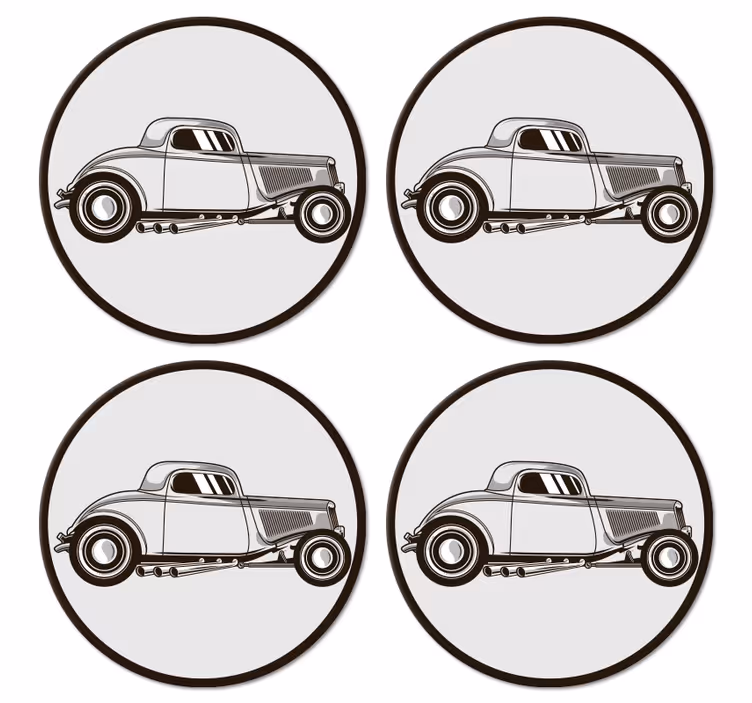 Suporturi pahare geeks siluete de mașini clasice - TenStickers