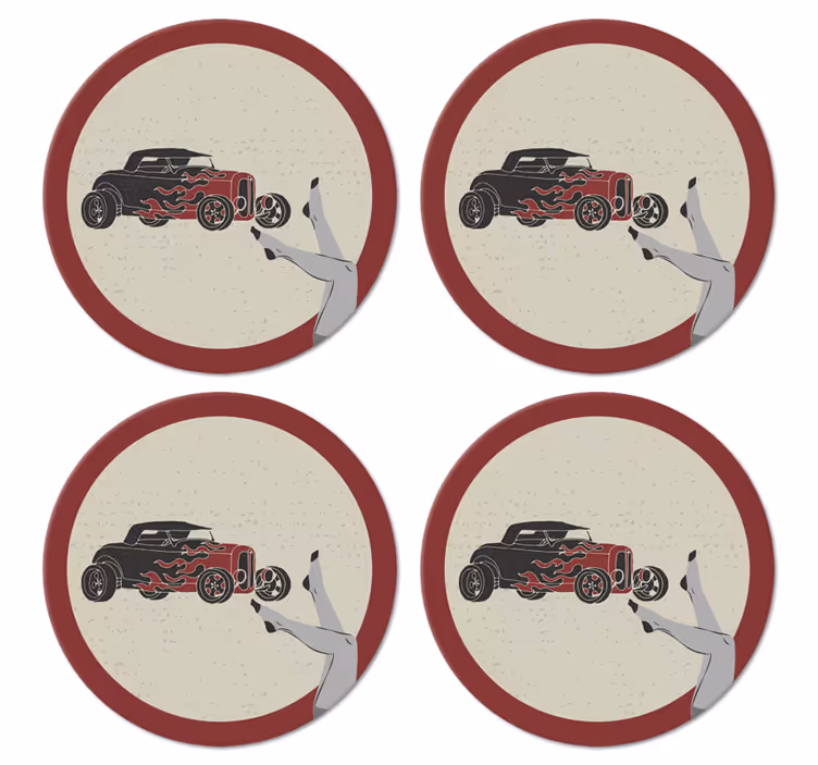 Suporturi pahare vintage rod înflăcărat - TenStickers