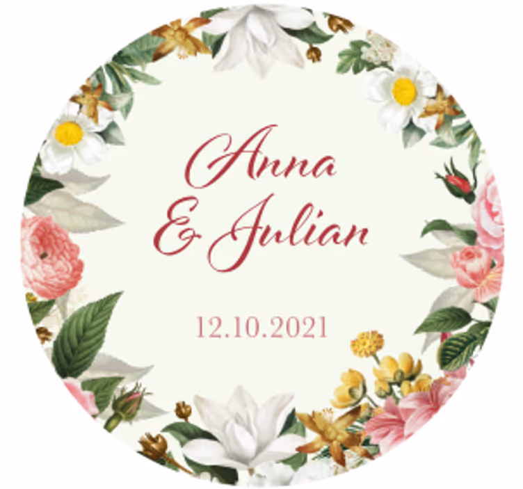 Suporturi pahare de nuntă personalizate florale - TenStickers