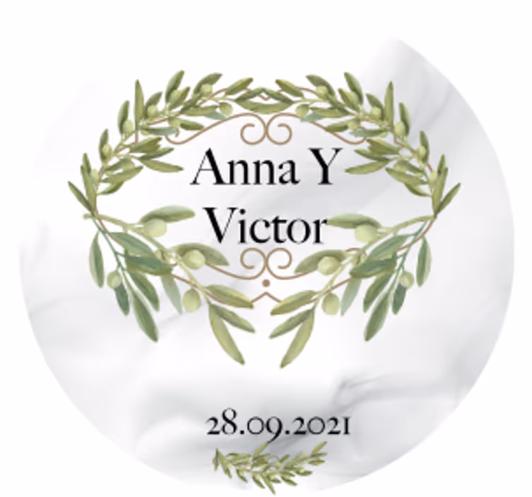 Suporturi pahare de nuntă cu emblemă de ramă de măslin - TenStickers