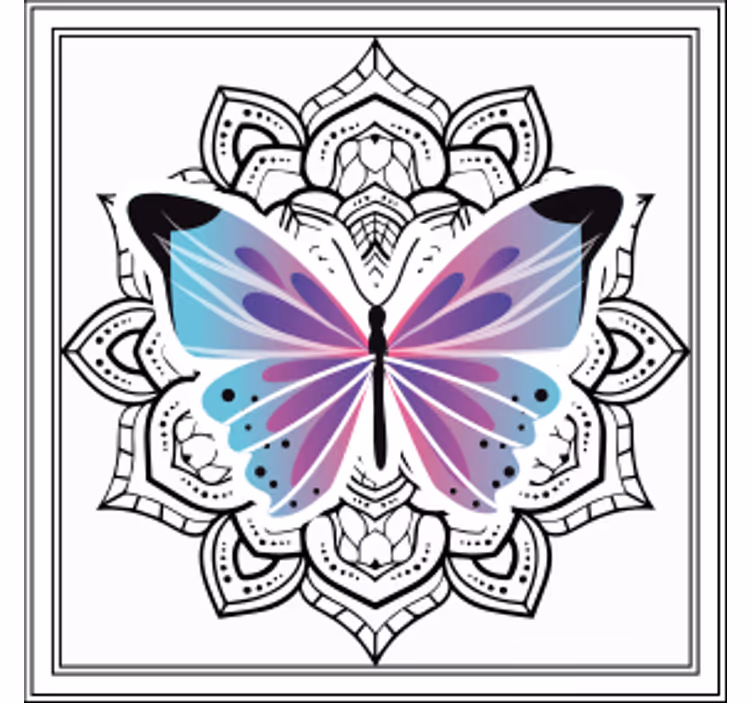 Suporturi pahare mandala fluture colorat - TenStickers