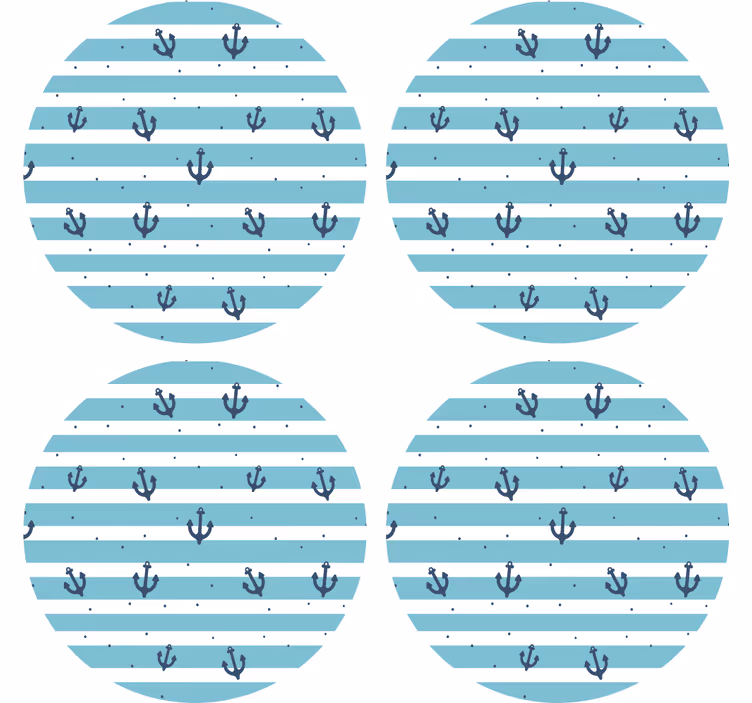 Suporturi pahare de bere model ancore cu dungi nautice - TenStickers