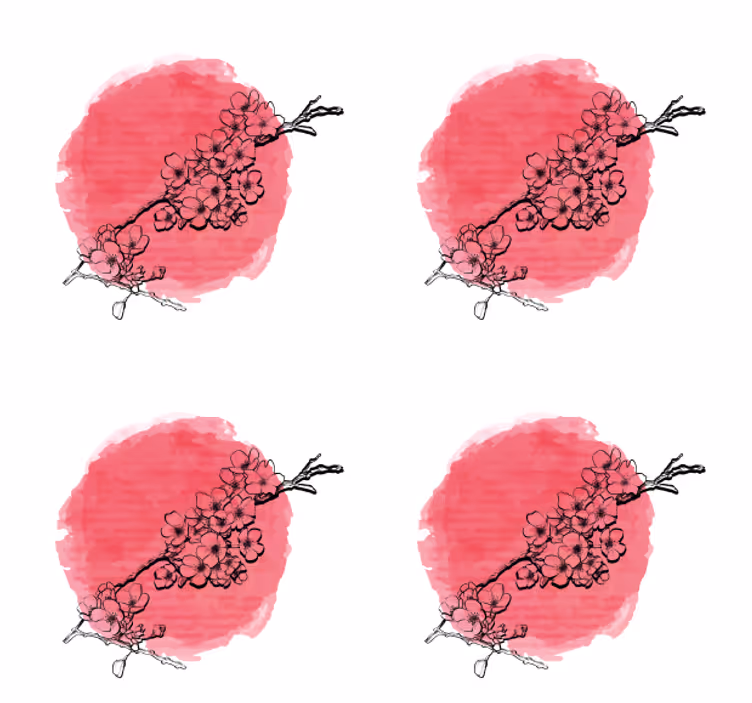 Suporturi pahare cu contur floral pe roz - TenStickers