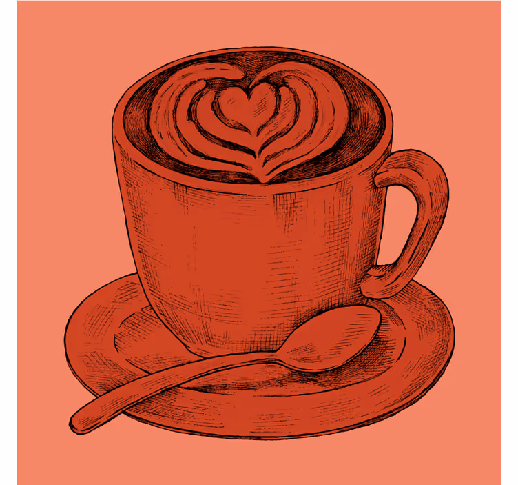 Suporturi pahare vintage cu motiv inimă pentru cafea - TenStickers