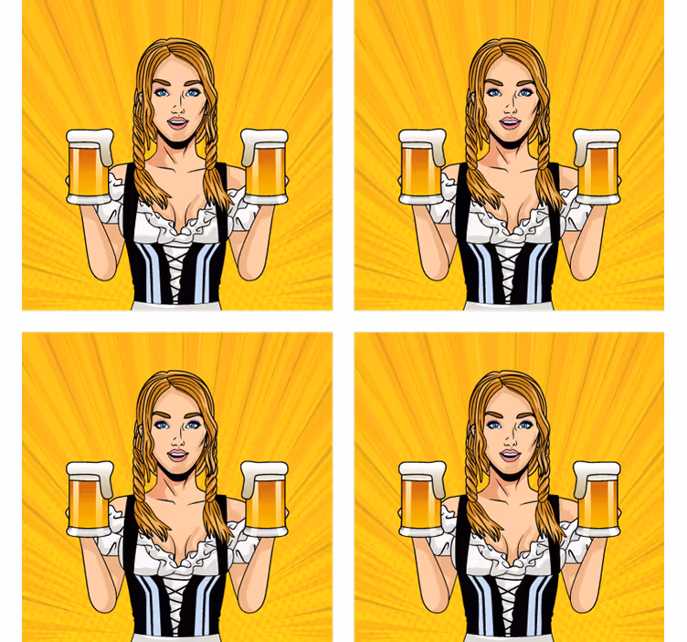 Suporturi pahare de bere femeie veselă cu beri - TenStickers
