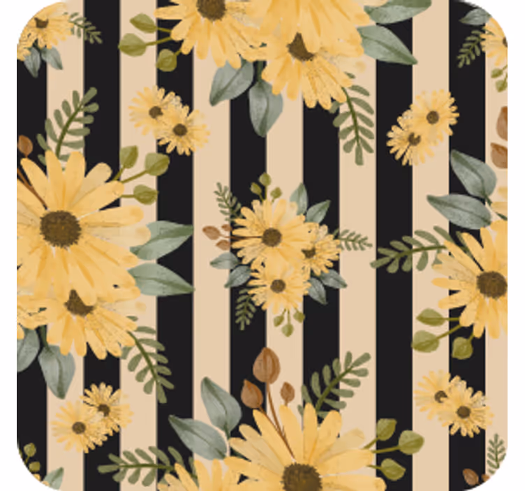 Suporturi pahare cu model floral în dungi - TenStickers