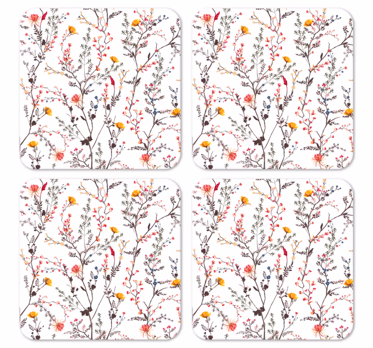 Suporturi pahare moderne cu motiv floral și păsări - TenStickers