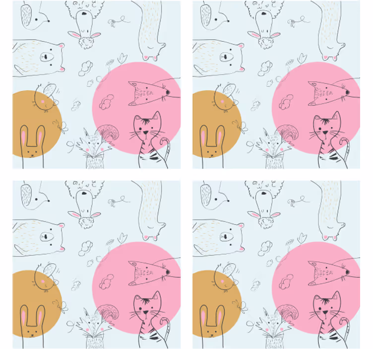 Suporturi pahare geeks ilustrații cu animale jucăușe - TenStickers