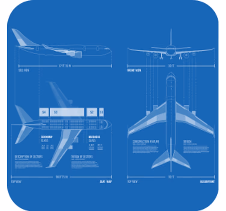 Suporturi pahare geeks design planșă avion - TenStickers