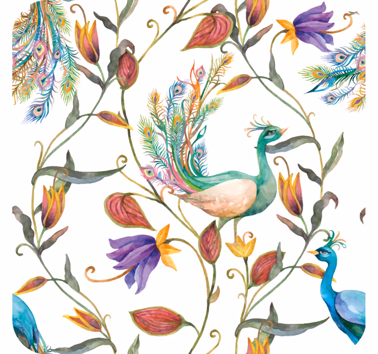 Suporturi pahare geeks cu motiv floral de păun - TenStickers