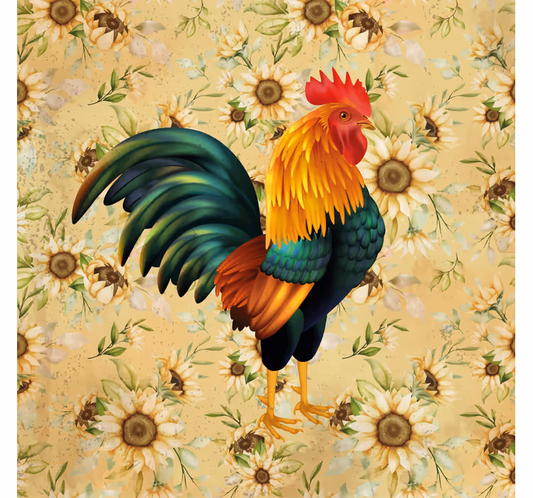 Suporturi pahare geeks cu ilustrație colorată de cocoș - TenStickers