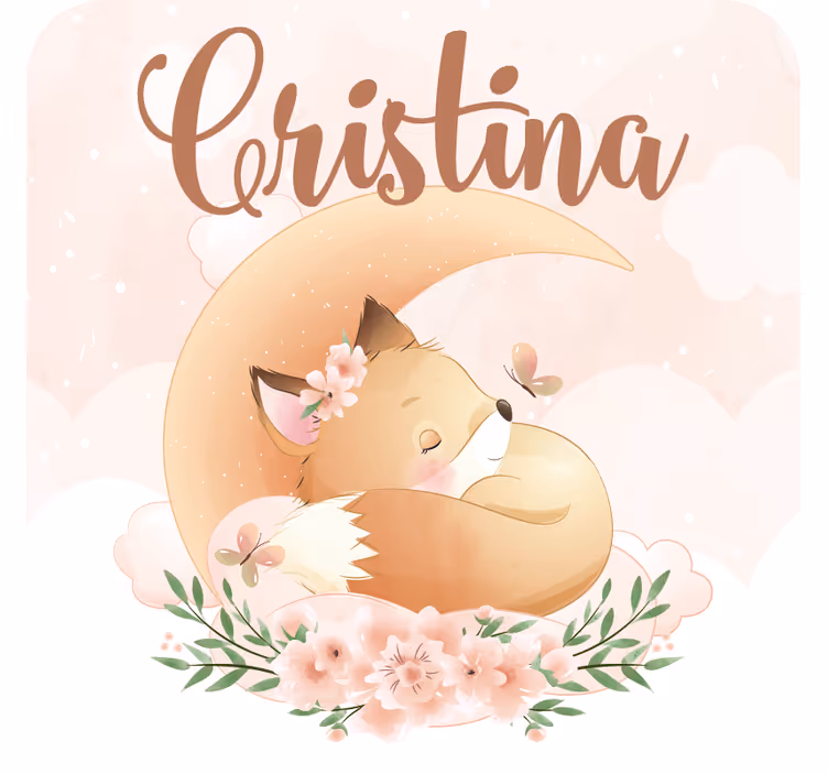 Suporturi pahare cu nume vulpe adormită cu accente florale - TenStickers