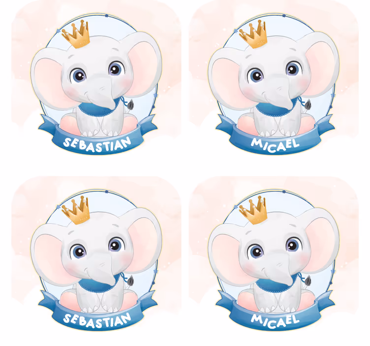 Suporturi pahare cu nume portrete de elefant - TenStickers