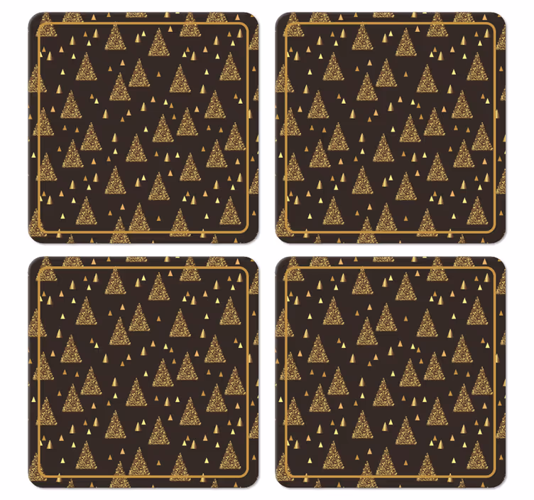 Coaster elegant cu pomi de crăciun aurii - TenStickers