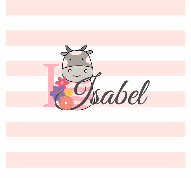 Suporturi pahare cu nume design floral cu vacă personalizat - TenStickers