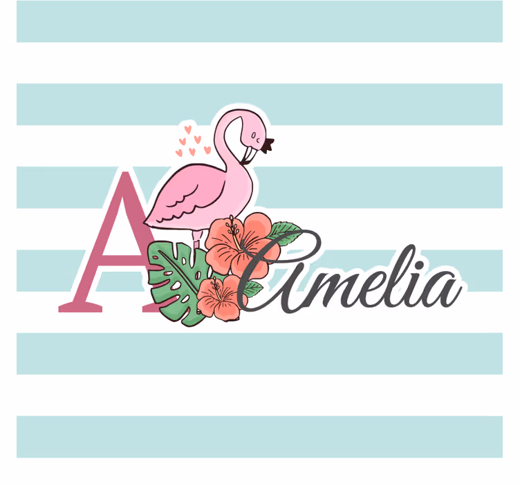 Suporturi pahare cu nume flori cu flamingo personalizate - TenStickers