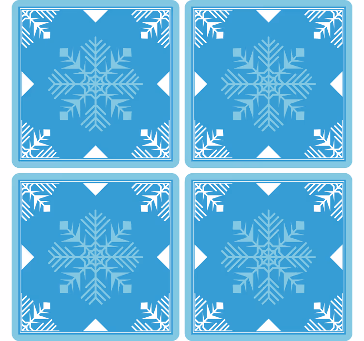 Fulgi de zăpadă tonuri albastre coaster de crăciun - TenStickers