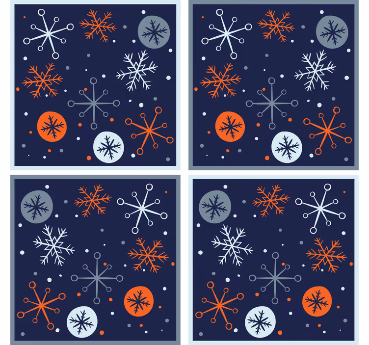 Suporturi pahare de crăciun cu design cu fulgi de zăpadă - TenStickers