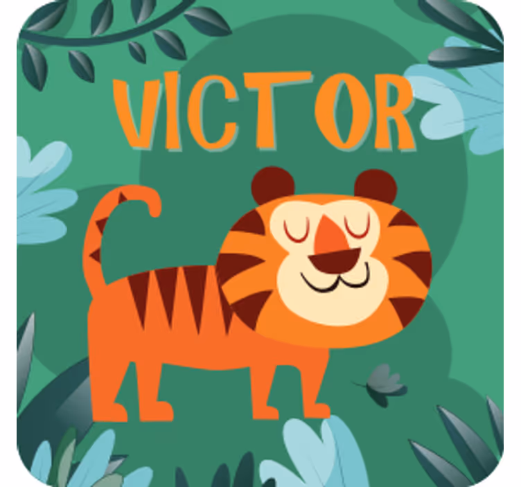 Suporturi pahare cu nume ilustrație tigru vesel - TenStickers