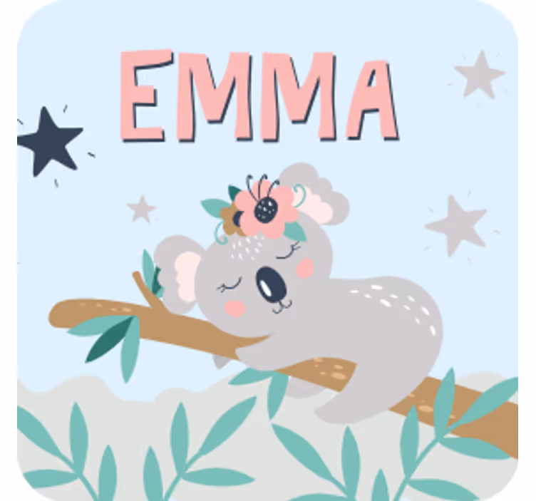 Suporturi pahare cu nume ilustrație cu koala drăguț - TenStickers