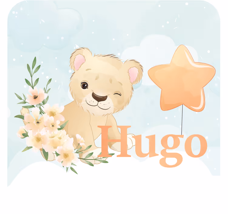 Suporturi pahare cu nume leu jucăuș cu stea - TenStickers