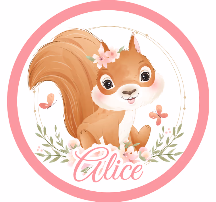 Suporturi pahare cu nume ilustrație drăguță cu veveriță - TenStickers