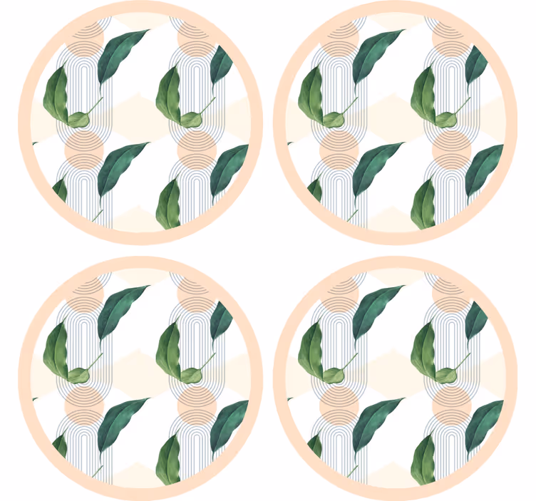 Suporturi pahare moderne cu model geometric frunză - TenStickers