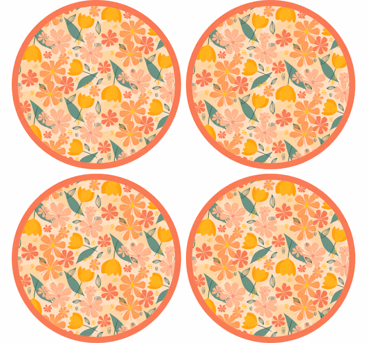 Suporturi pahare cu suprafață rotundă florală - TenStickers