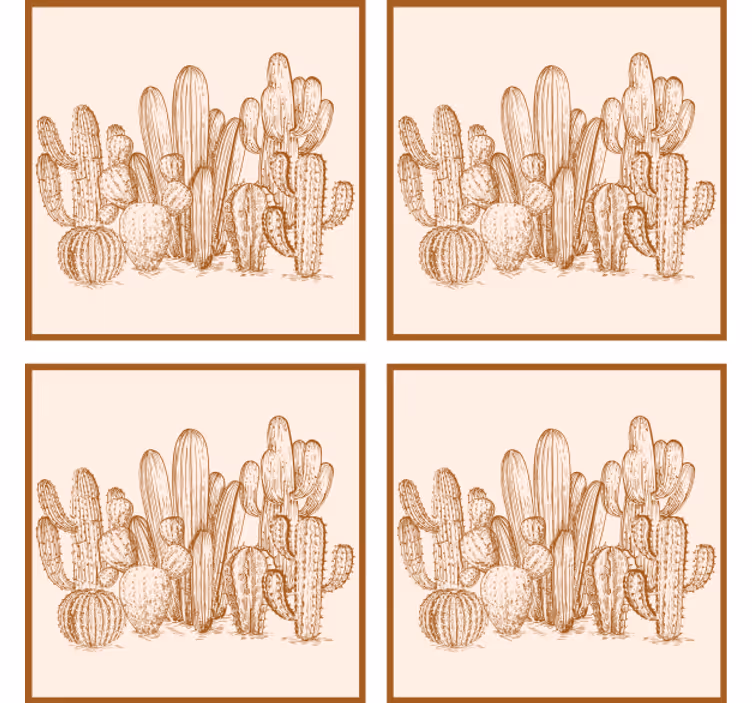 Suporturi pahare ilustrație varietăți de cactuși - TenStickers