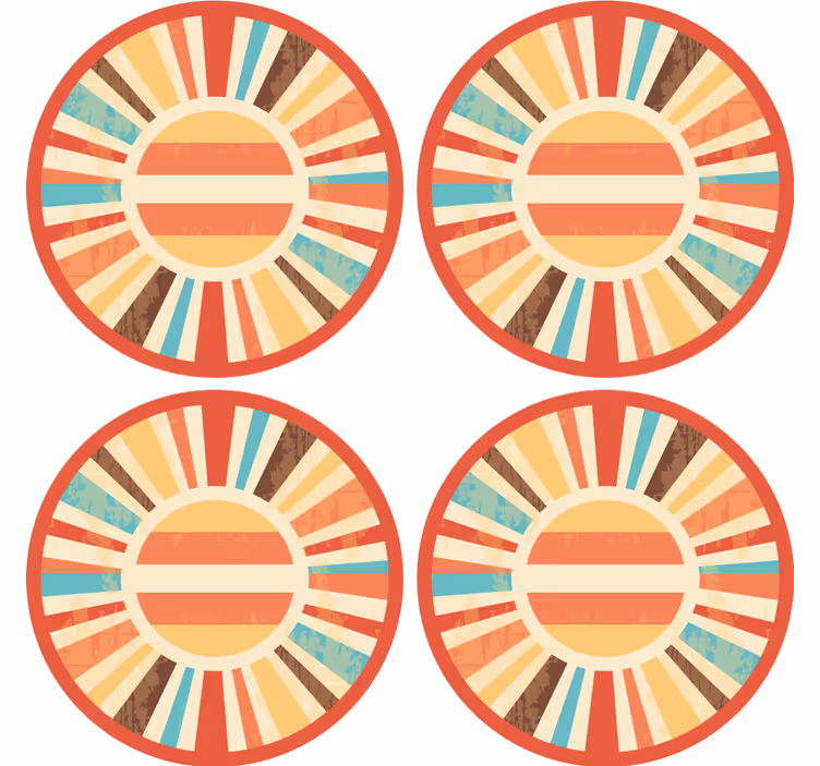 Coaster retro vintage de soare colorat - TenStickers