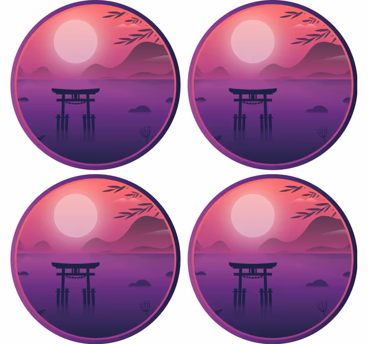 Suporturi pahare moderne peisaj de apus liniștit - TenStickers