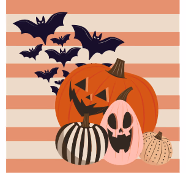 Suporturi pahare de halloween trio de dovleci cu lilieci - TenStickers
