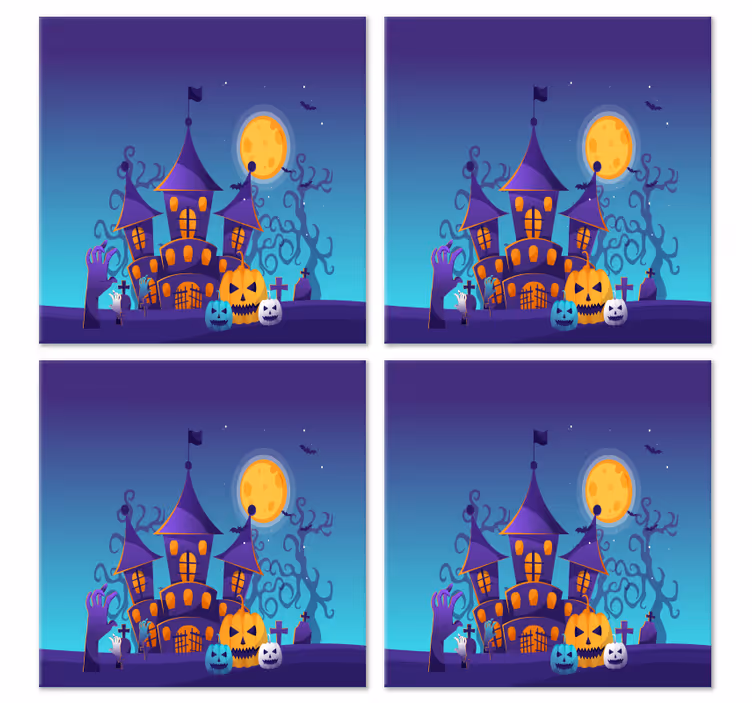 Cimitir infricosator cu lilieci coaster de halloween - TenStickers