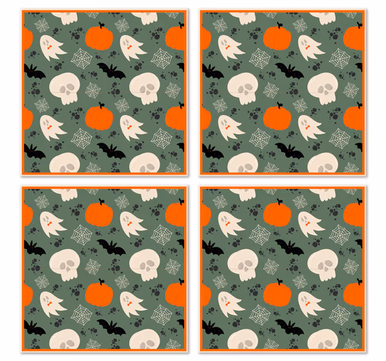 Dovleci, fantome și păianjeni coaster de halloween - TenStickers