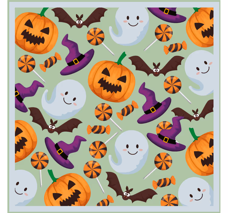 Suporturi pahare de halloween cu model dovleci și fantome - TenStickers