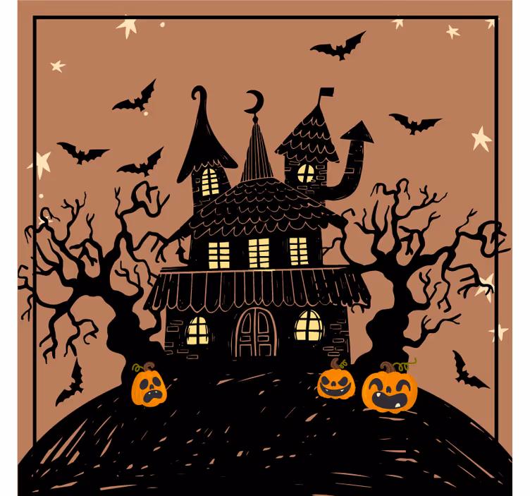 Casă bântuită cu lilieci coaster de halloween - TenStickers