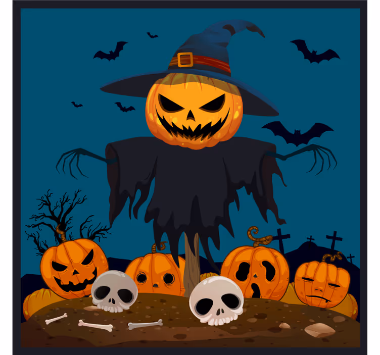 Suporturi pahare de halloween scenă cu dovleci și țarc - TenStickers