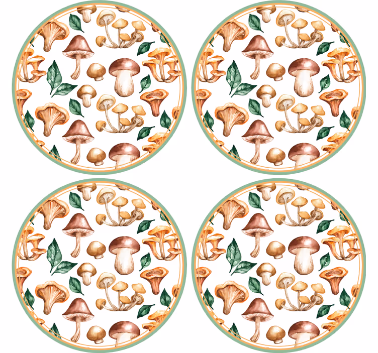Suporturi pahare geeks cu elemente de model ciuperci - TenStickers