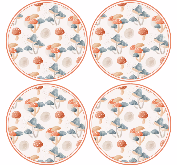 Suporturi pahare geeks cu modele colorate de ciuperci - TenStickers