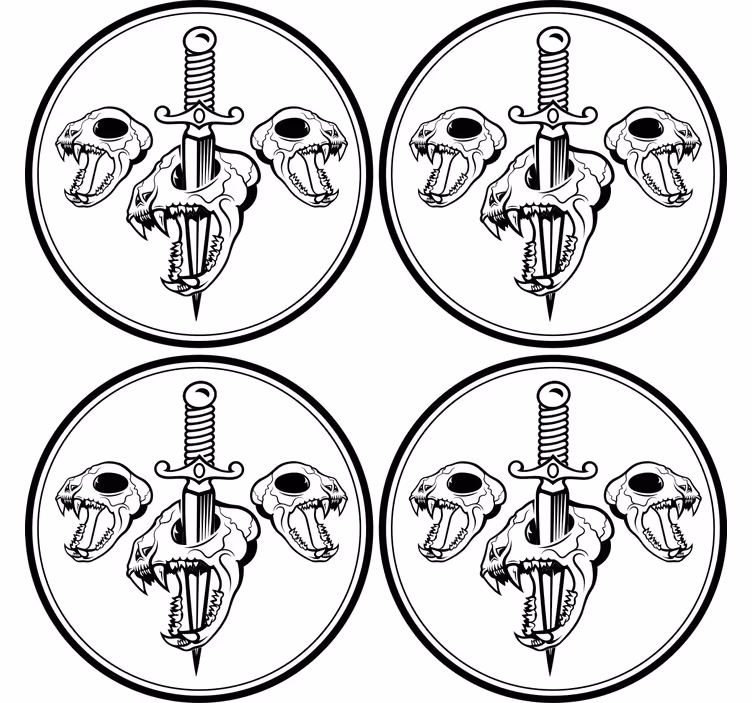 Suporturi pahare geeks artă cu craniu și sabie - TenStickers