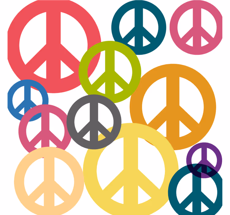 Suporturi pahare geeks cu icoane vibrante de pace - TenStickers