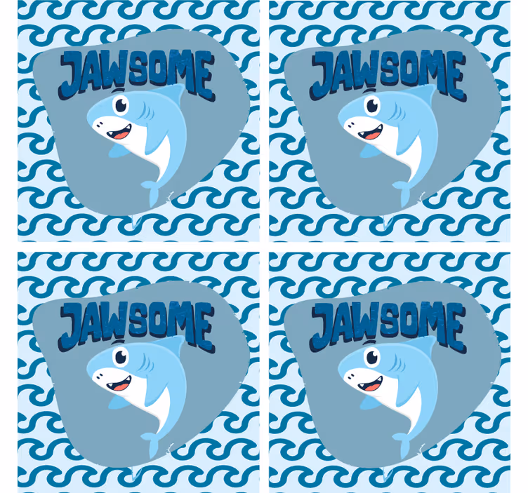 Suporturi pahare geeks rechin desenat cu valuri - TenStickers