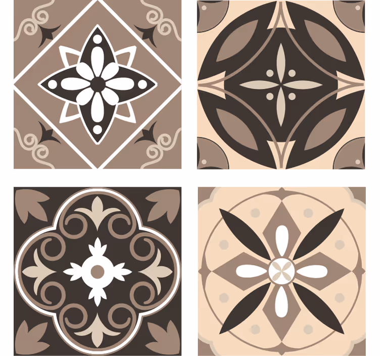 Suporturi pahare set cu model floral geometric - TenStickers